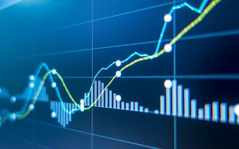 HD wallpaper graph on the screen digital graph statistics graph blue business background statistics concepts